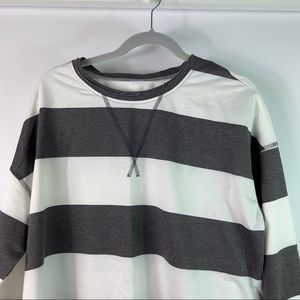 Vintage gray and white striped long sleeve knit